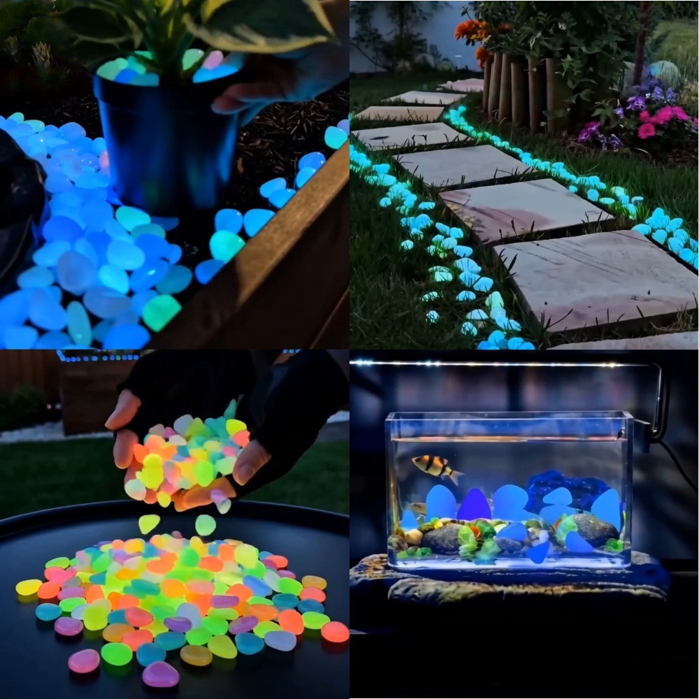Aquarium Plant - Bunte, im Dunkeln leuchtende Kieselsteine für