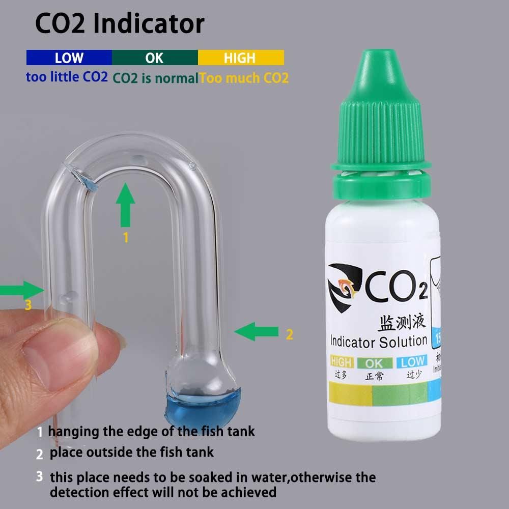 Glass Co2 Drop Checker - Gras-Tester-Monitor für Aquarienpflanzen, PH-Zubehör, CO2-Monitor, Indikator-Monitor,