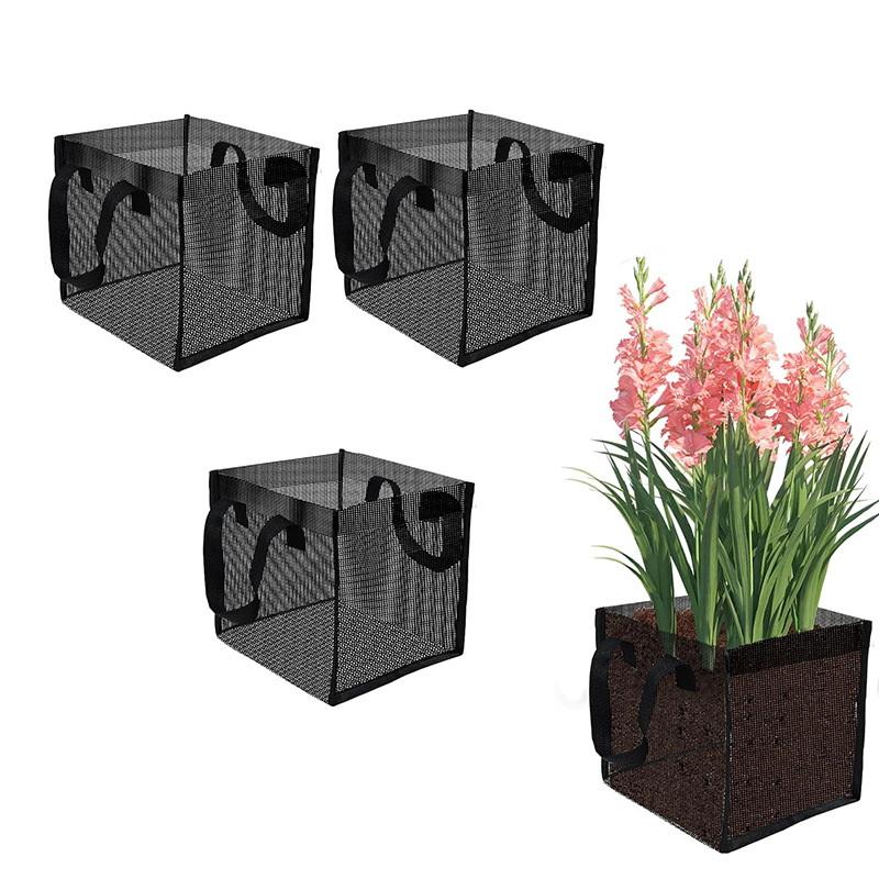 Aquarium Plant - 4 Stück schwarze Mesh-Teichpflanzkörbe, quadratisch, rund,