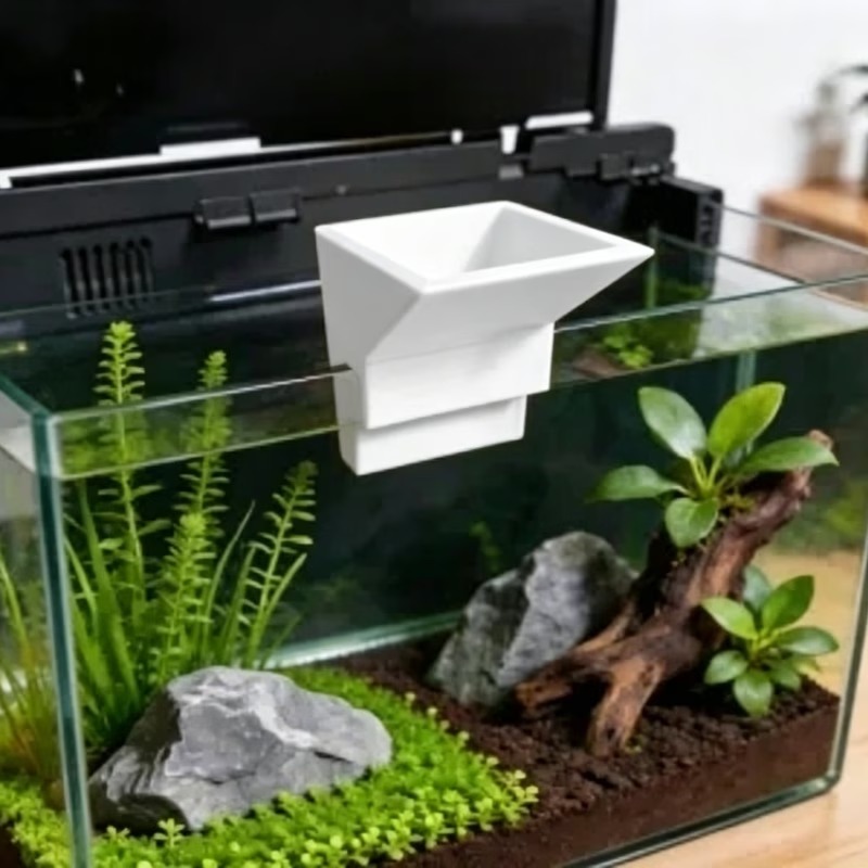 Aquarium Planted Set Up - Bohrfreie Montage-Aquarium-Wassereinlasskammer mit Anti-Wasserfluss-Aufprallschutz-Design für kleine
