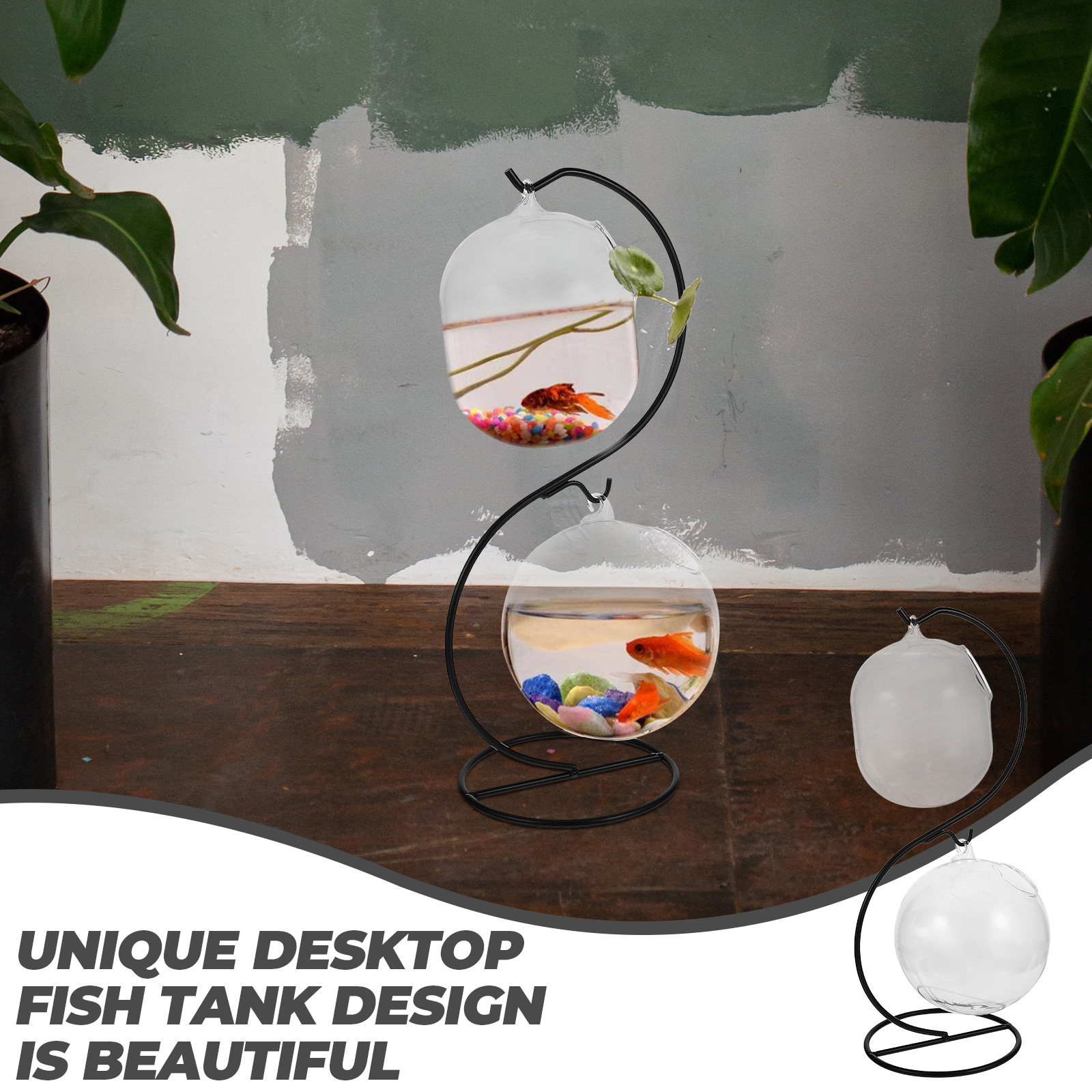 Aquarium Plant - 1 Set Kreatives Desktop-Aquarium aus Glas,